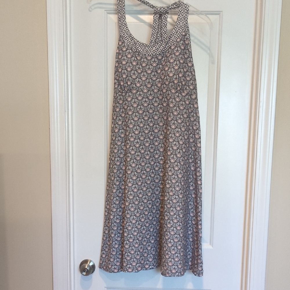Prana Geometric Patterned Dress With Built In Bra - Brown and Cream
